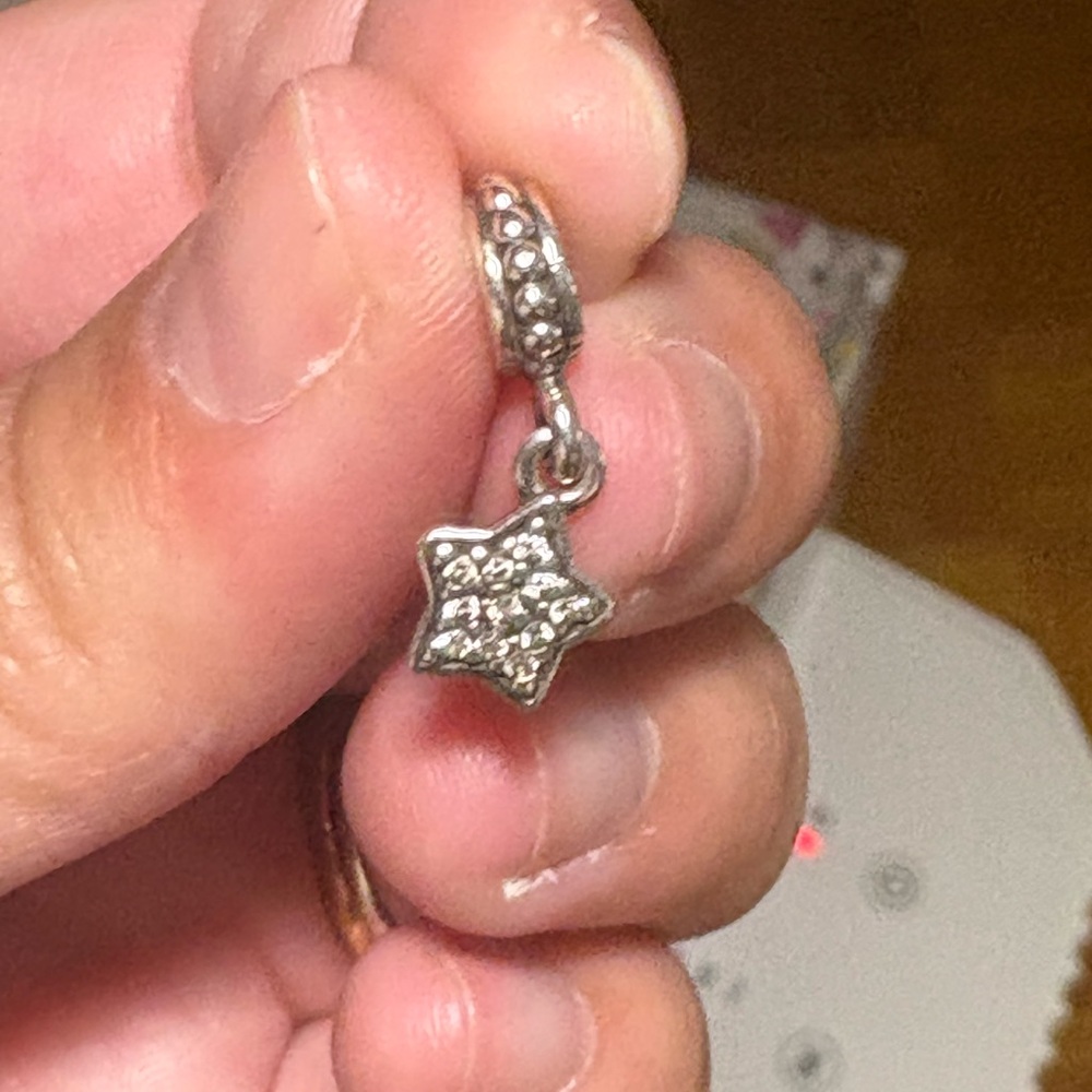 Pandora Silver Star pave dangle retired charm